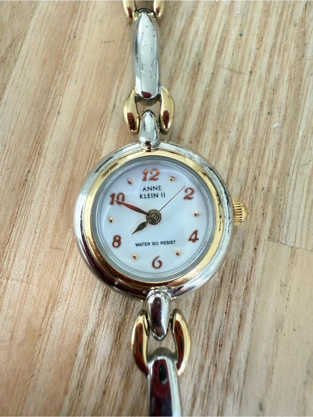 Vintage Anne Klein II ladies two tone dainty watch NEW BATTERY